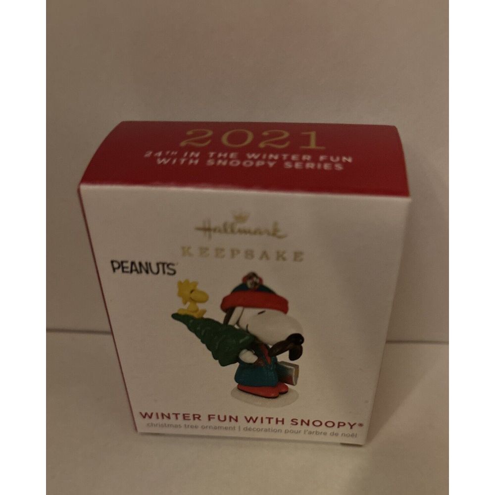 2021 Hallmark Peanuts 24th WINTER FUN WITH SNOOPY Keepsake Ornament MINIATURE
